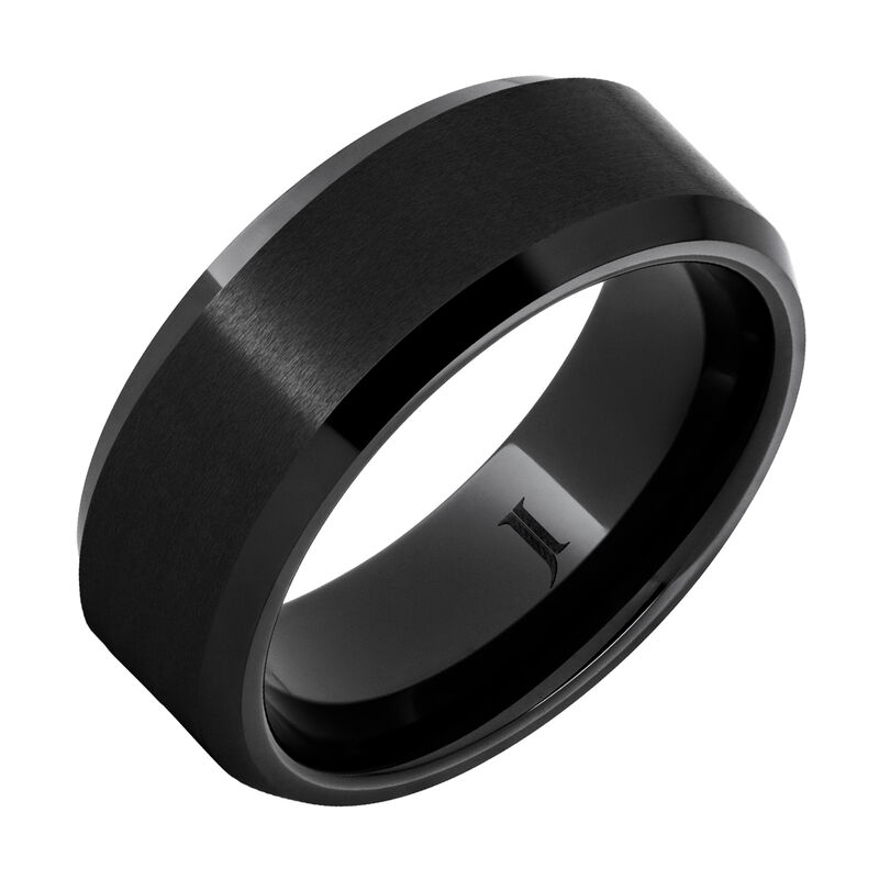 Men's Satin & Ceramic Wedding Ring (8mm) image number null